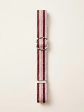 Striped Pink and Burgundy Fabric Belt 43”L